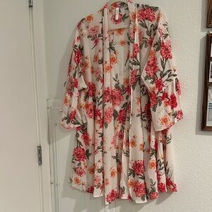 Floral Print cardigan - Cream and Red